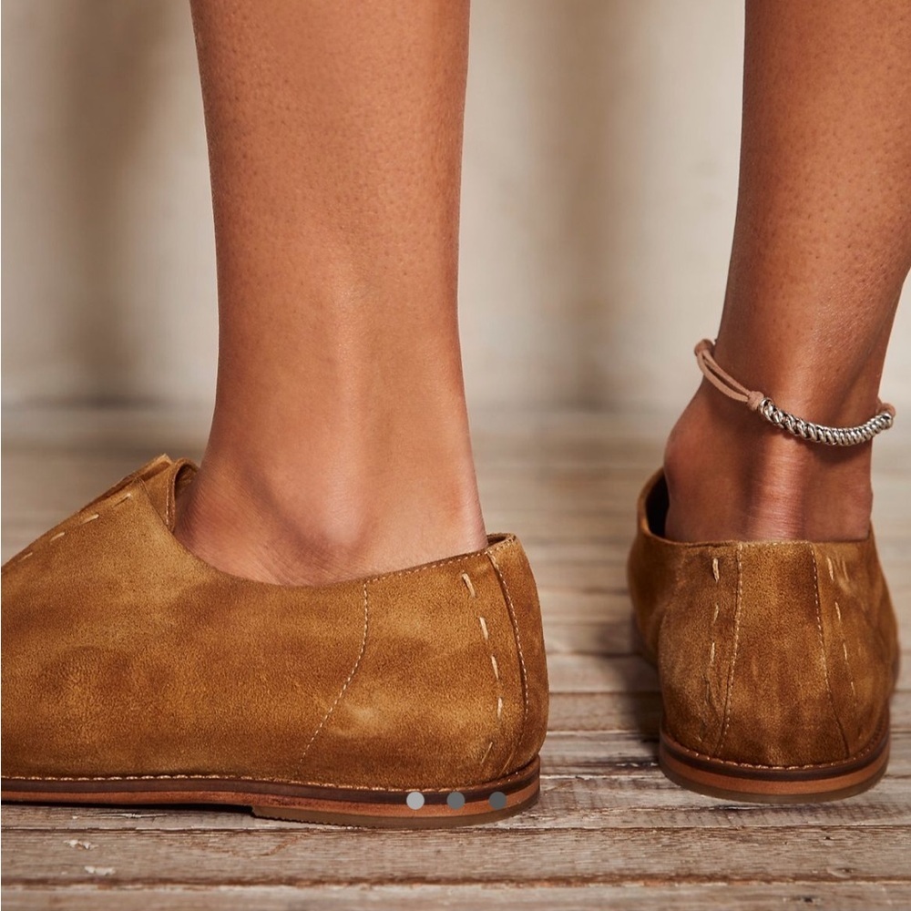 Free People Tan Rogue Oxford Slip-On Leather Sandals Open-Toe Flats Sz 7 - Picture 10 of 10